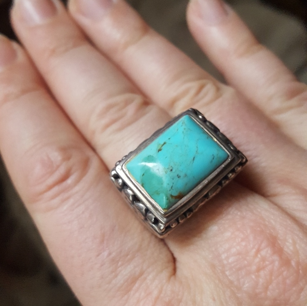 Statement Ring Turquoise Sterling Silver - image 6